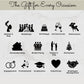Icons and labels for gift occasions including Mother's Day, Weddings, Birthdays, Anniversaries, and other events