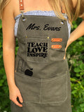 Personalized teacher apron custom classroom tool smock canvas
