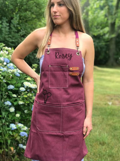 Personalized Hairstylist Aprons with Pockets Salon Lightweight Apparel