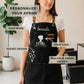 Personalized hairstylist apron front view, 3 tool pockets and adjustable straps