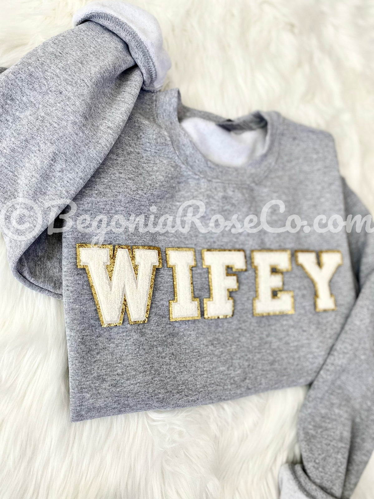 WIFE patch sweatshirt black with aqua patches - engagement honeymoon gift