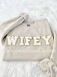 WIFE WIFEY patch crewneck sweatshirt size chart unisex Gildan sizing