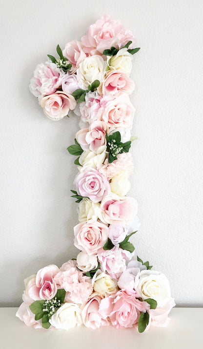 Personalized Flower Initial 1st Birthday Backdrop