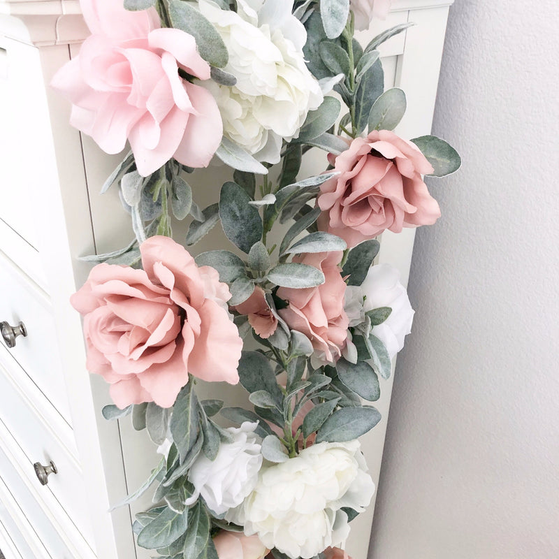 dusty pink baby shower dusty pink nursery dusty pink bridal shower custom garland decor