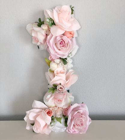 Flower Number Sign Handcrafted Letter Silk Faux Floral Customize Decor