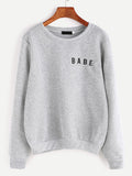 Light Grey BABE Sweatshirt crew neck graphic pullover women's gift