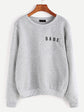 Light Grey BABE Sweatshirt crew neck graphic pullover women's gift
