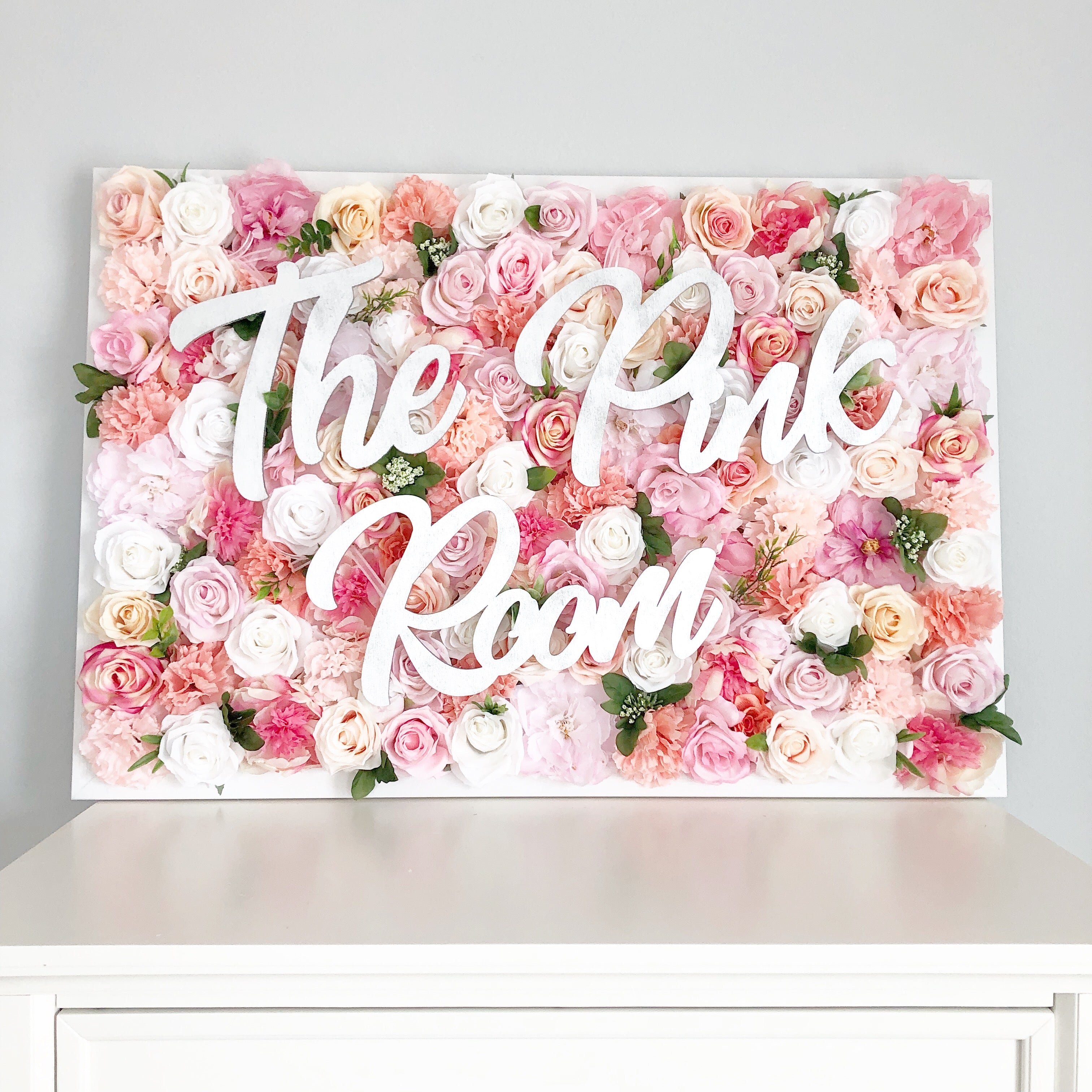 Large Flower Wall with Name Sign Backdrop Custom Art – Rosey Studio Co