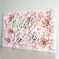 Rose gold flower wall with name sign 3D floral art girl nursery