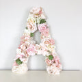 Floral initial flower letter wedding table centerpiece in faux flowers