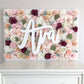 Boho flower wall with name sign custom nursery backdrop girl room