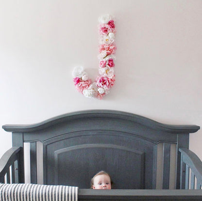 flower letter floral letter nursery decor blush nursery floral nursery