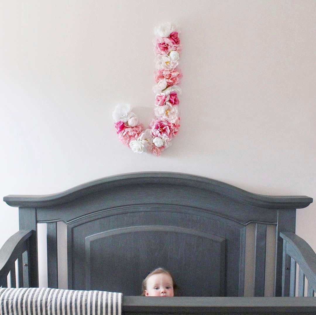 flower letter floral letter nursery decor blush nursery floral nursery