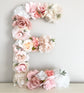 Floral letter blush and mauve decor for bridal and baby shower