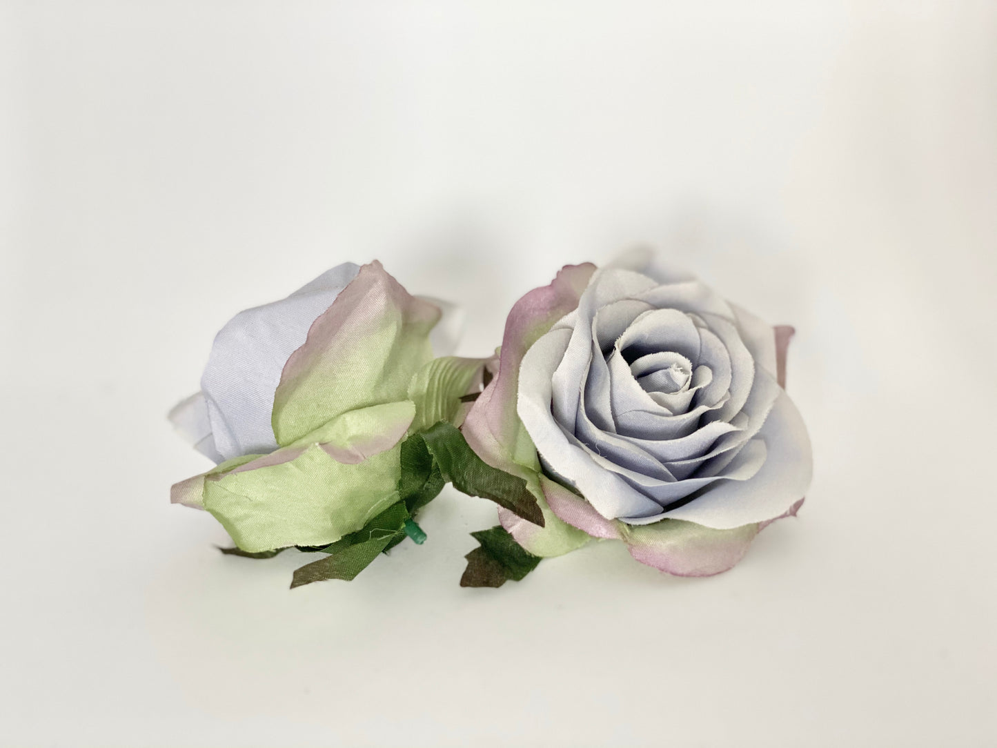 3 inch light dusty blue artificial rose side view for wedding centerpieces and bouquets