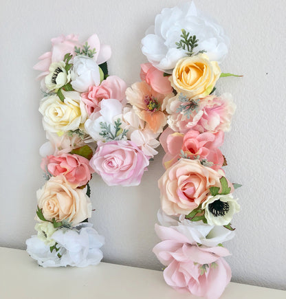 flower letter floral letter peach nursery yellow nursery blush nursery boho nursery 