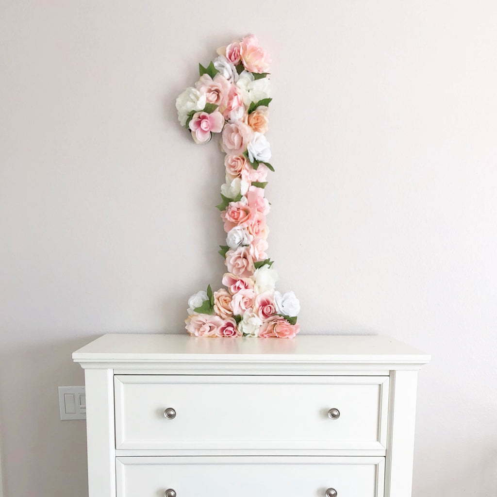 flower number floral number first birthday number 1st birthday photo