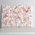 Blush pink silk flower wall backdrop for shabby chic nursery decor