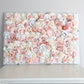 Blush pink silk flower wall backdrop for shabby chic nursery decor