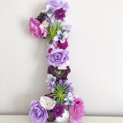 flower number floral number first birthday number 1st birthday photo