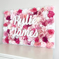 Custom flower wall name sign floral event decor backdrop display