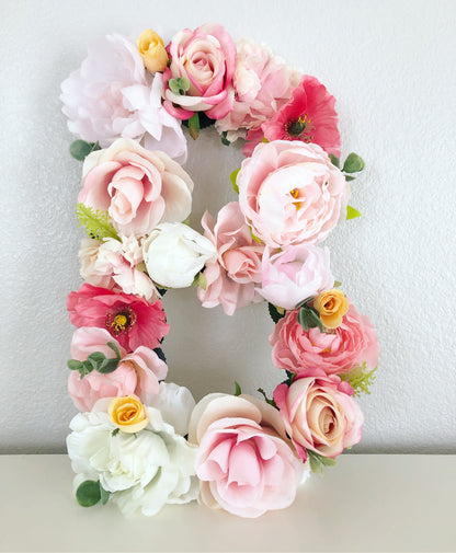 floral letter flower letter blush pink nursery flower birthday party floral birthday party girl birthday girl party decor girl room art