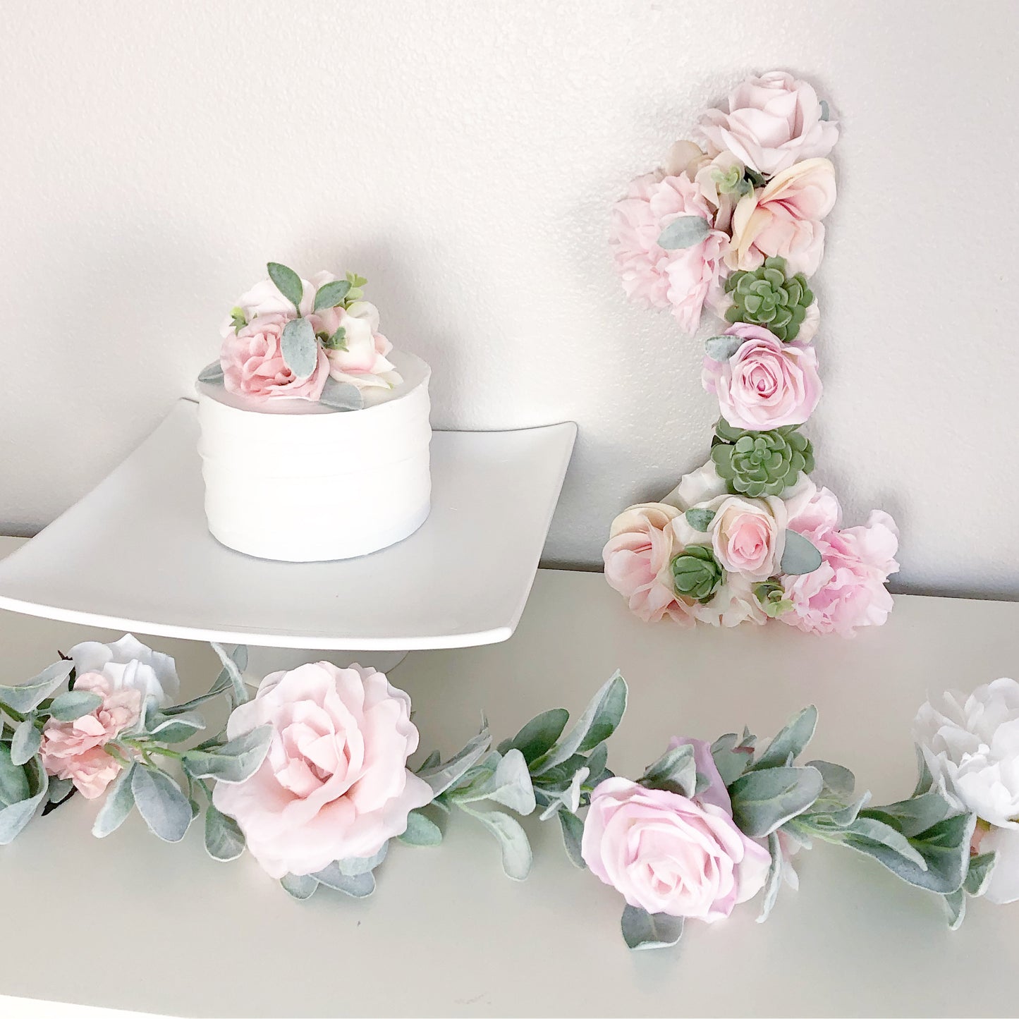 Wood & Faux Silk Floral Letter Custom Initial