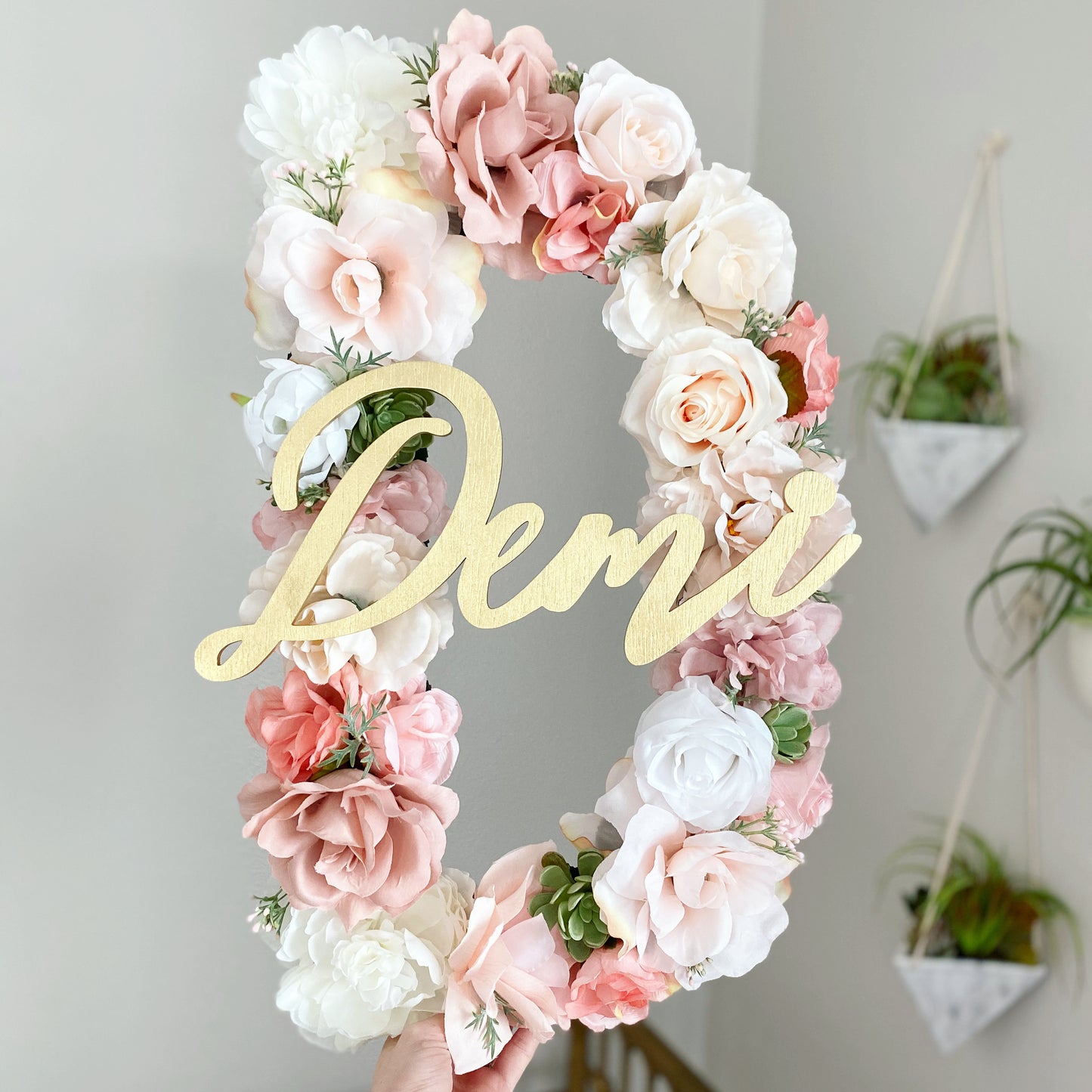 floral letter name sign personalized party prop backdrop