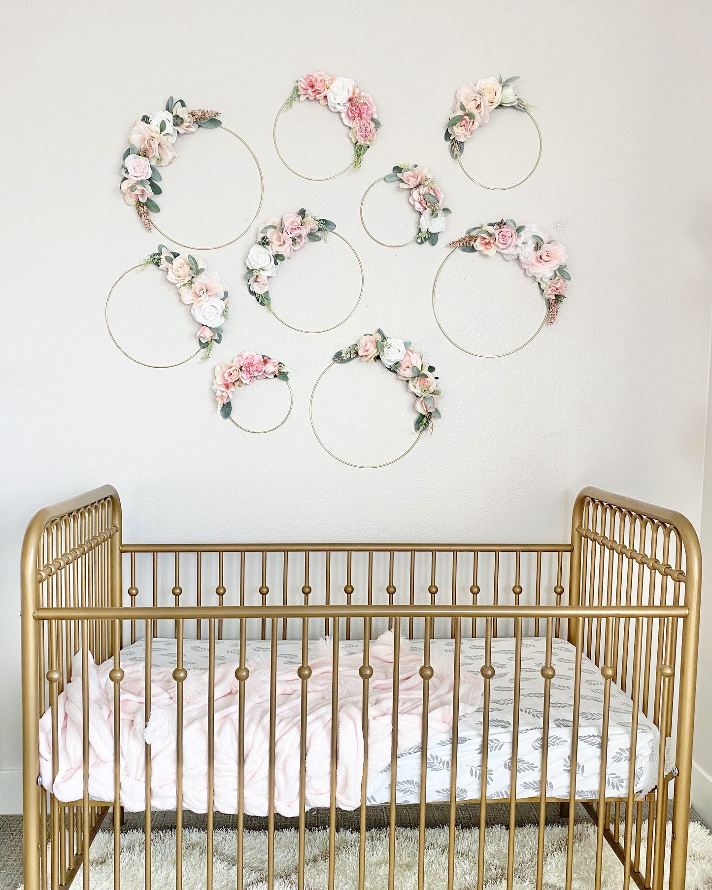 Floral Hoop Wreath, Nursery Floral Wreath, Nursery Wall Decor Girl, Photo Prop Wreath, Baby Shower Wreath Girl Nursery, Farmhouse Decor