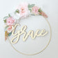 Floral Hoop Wreath Name Sign, Girl Nursery Wall Decor, Door Name Sign, Hospital Room Sign, Baby Name Sign Decor, Flower Wall Decor Nursery