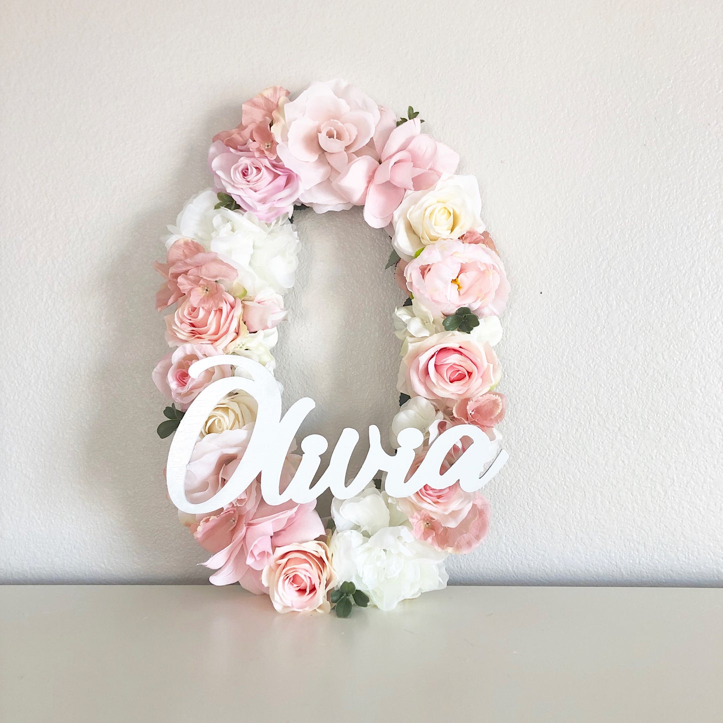 flower letter script name sign nursery room decor