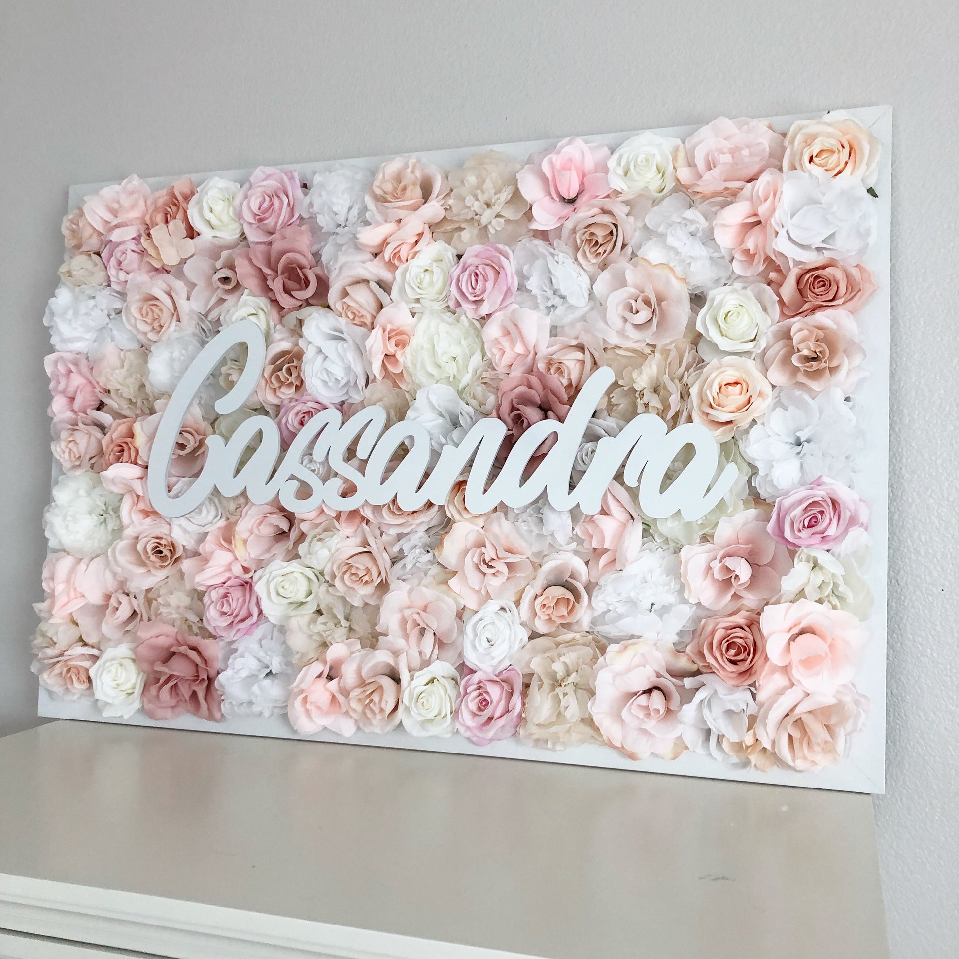 blush and mauve nursery dusty pink nursery flower wall decor name sign nursery