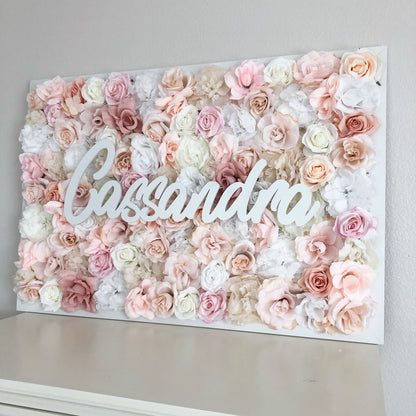 blush and mauve nursery dusty pink nursery flower wall decor name sign nursery