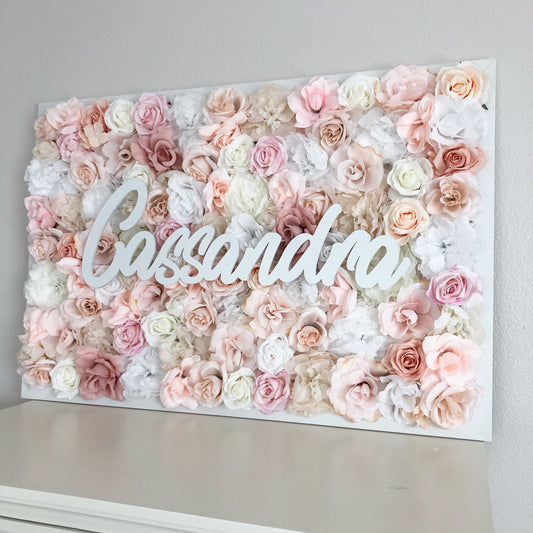 blush and mauve nursery dusty pink nursery flower wall decor name sign nursery