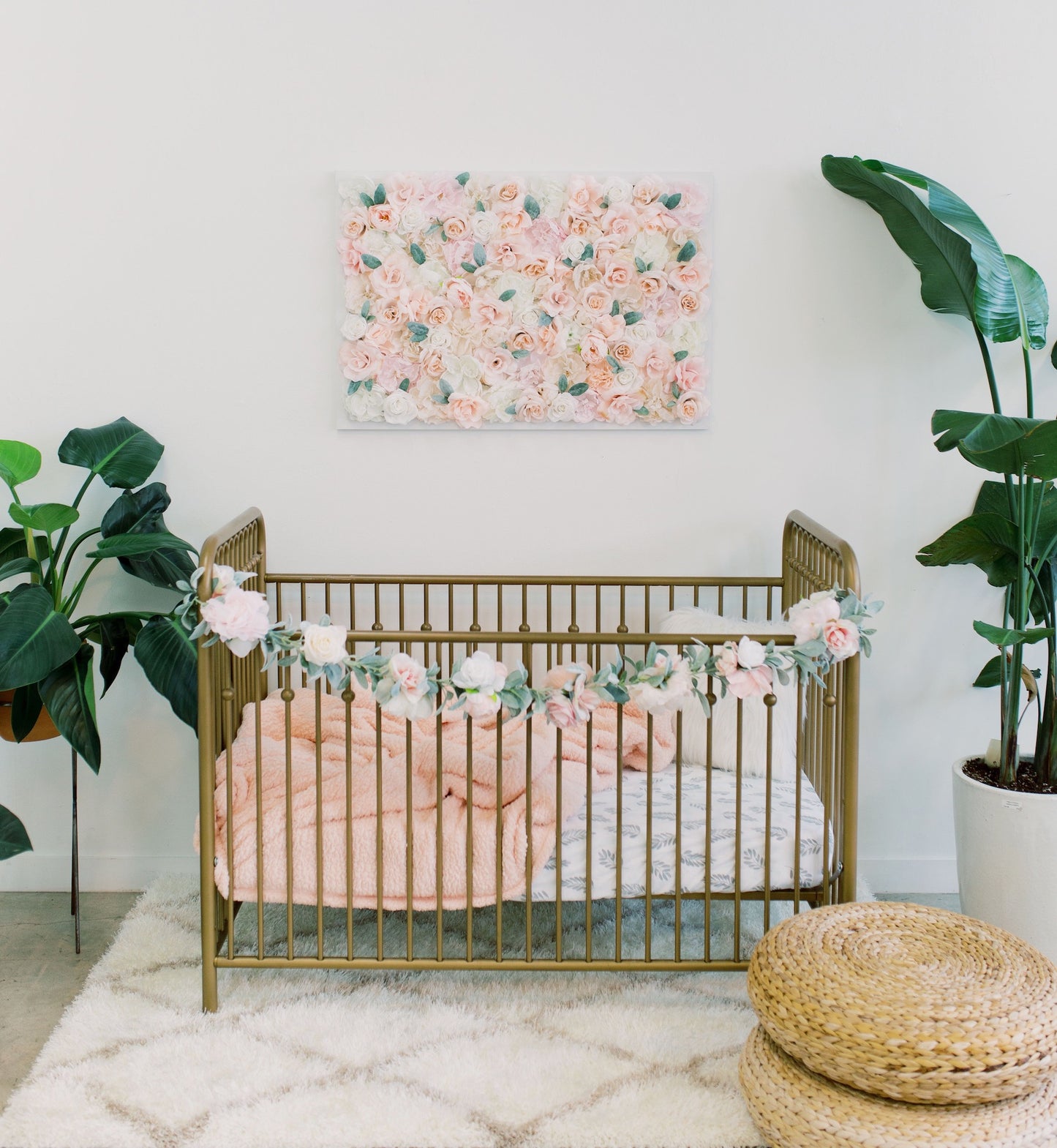 Whimsical Flower Garland Nursery Room Wall Art