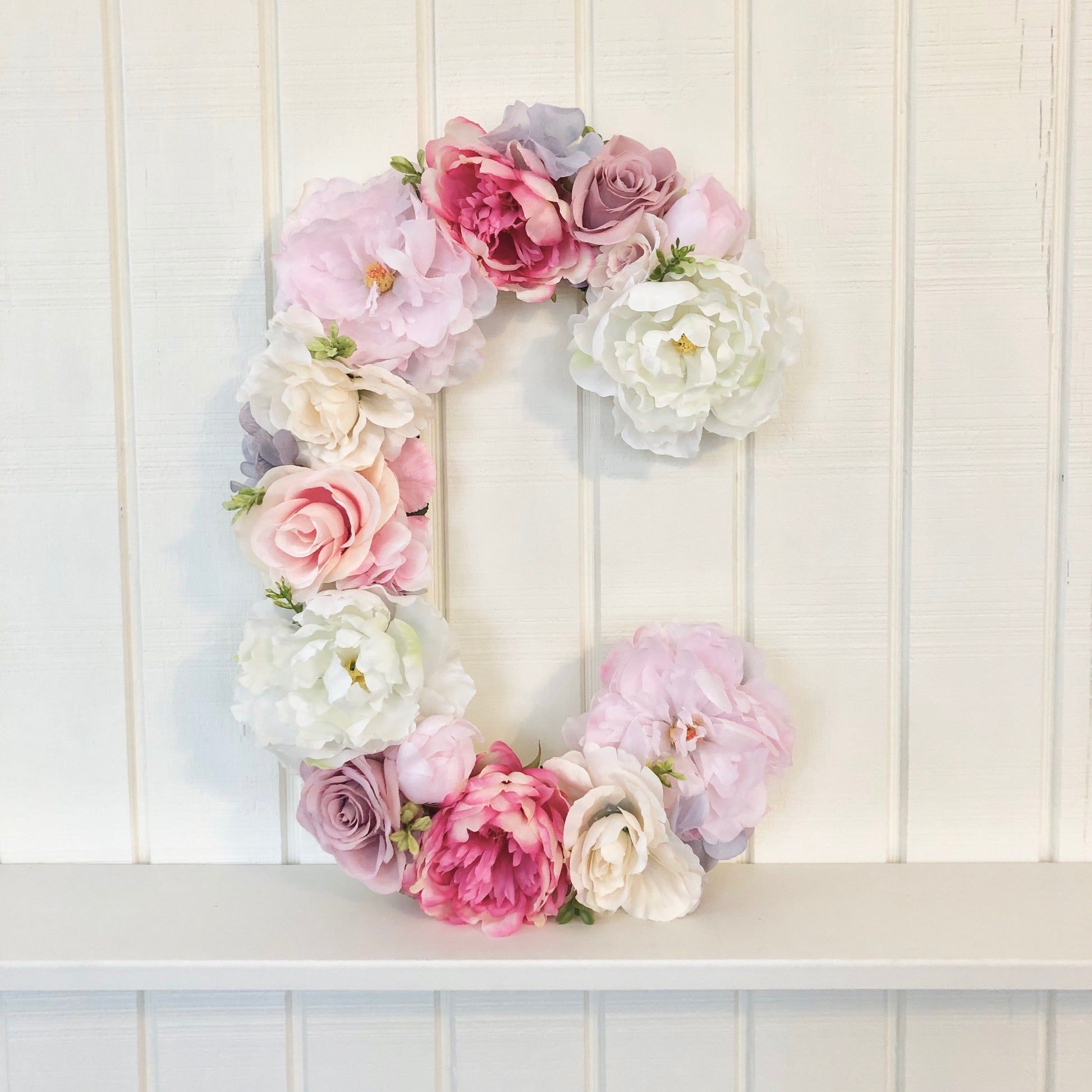 floral letter flower letter pink and cream decor pink and white baby shower decor