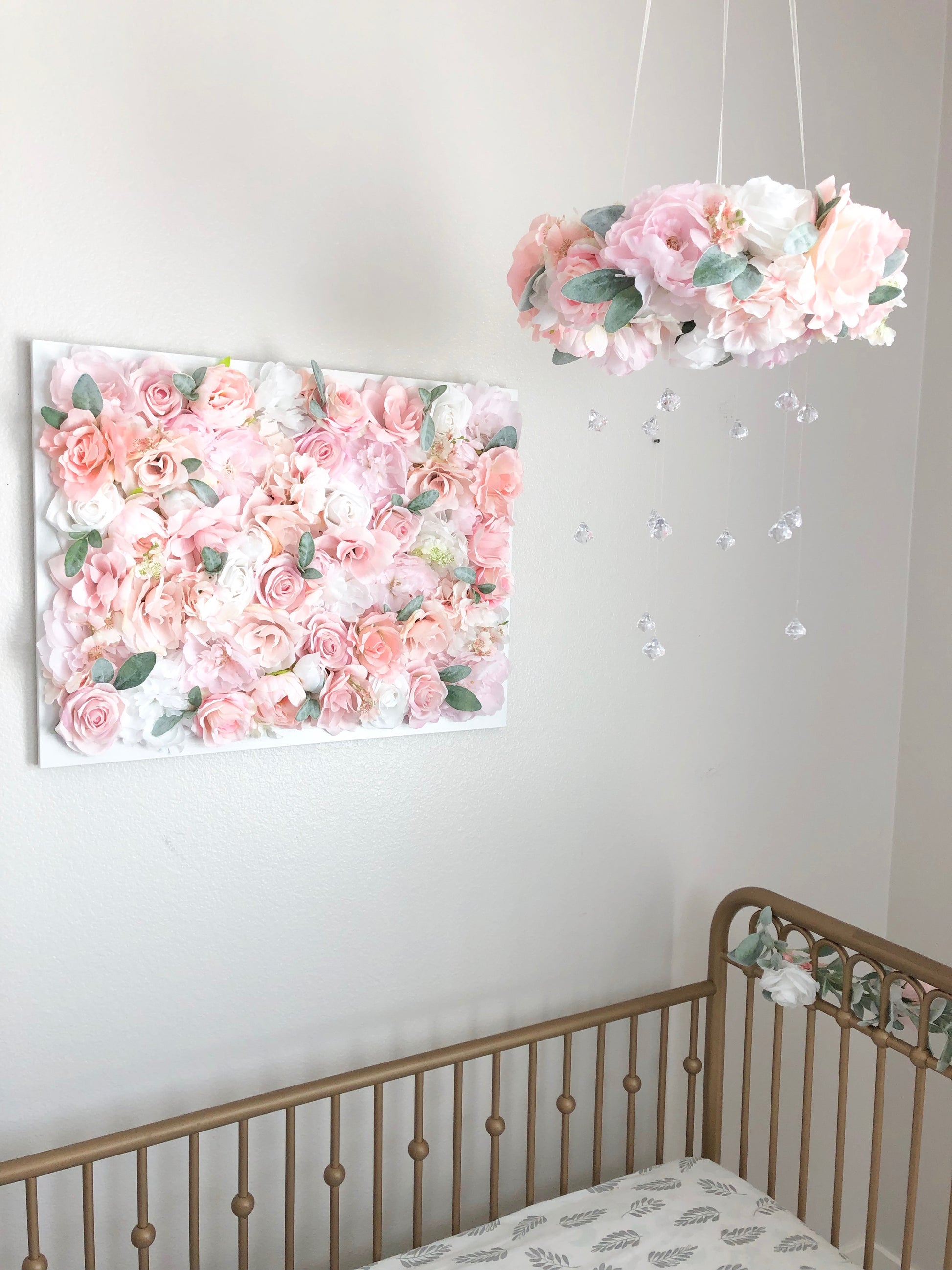 boho nursery decor floral nursery decor flower wall nursery flower wall hanging over the crib decor