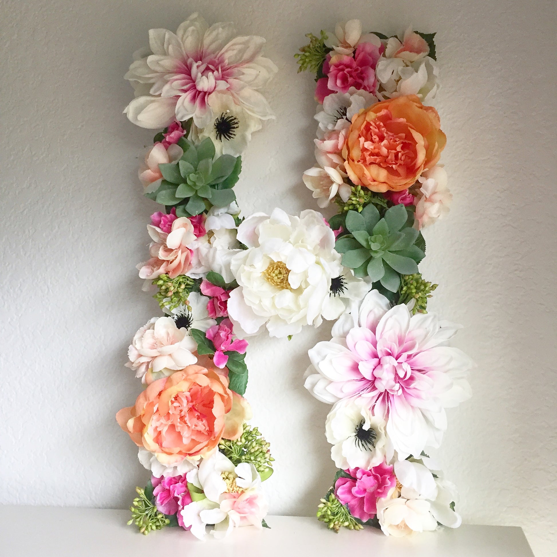 Floral letter boho flower initial for baby name decor