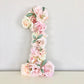 Floral art flower number sign for first birthday photo display