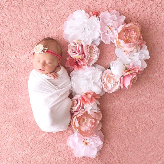 floral letter baby name sign newborn milestone photo prop for girl nursery
