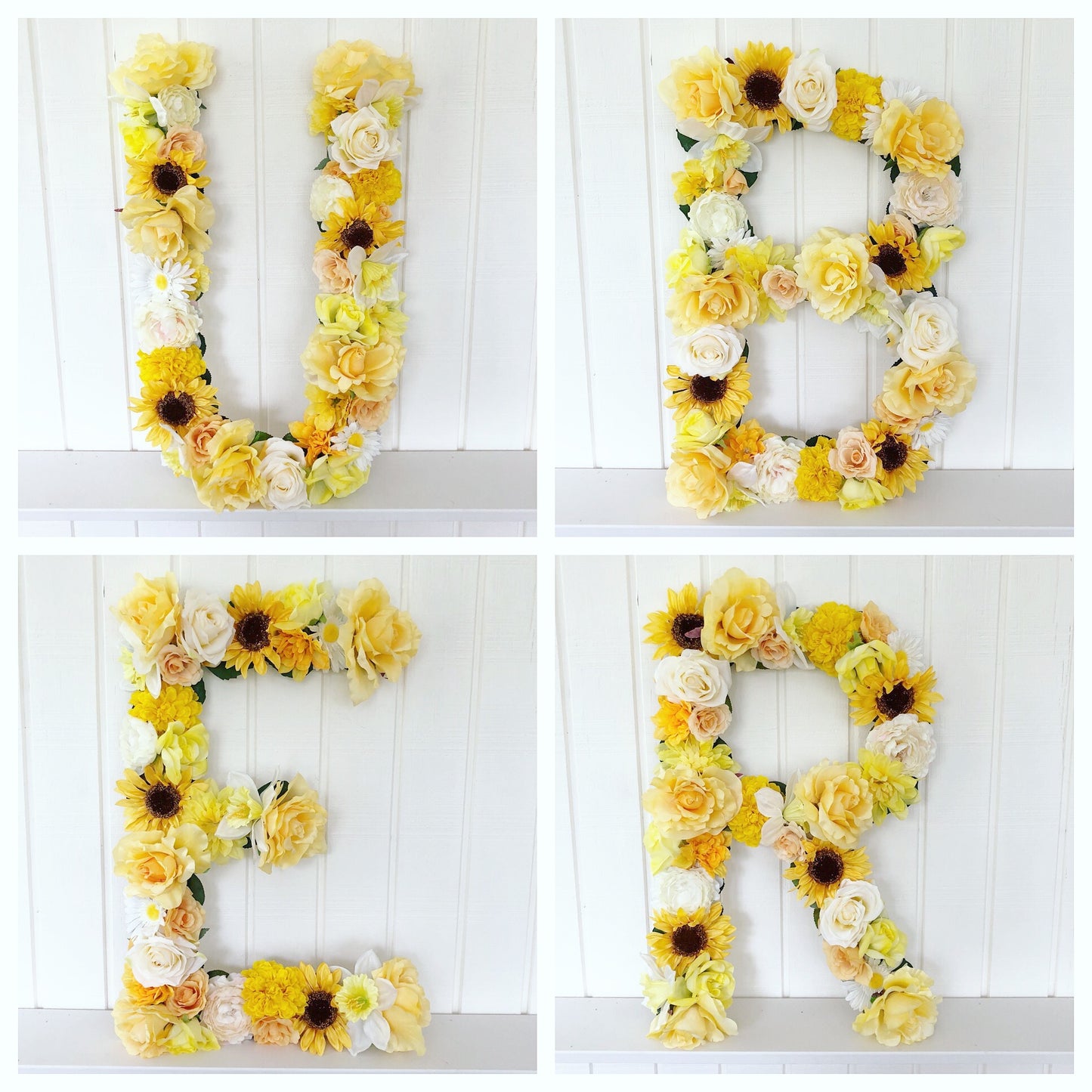floral letter business name sign for boutique wall art decor