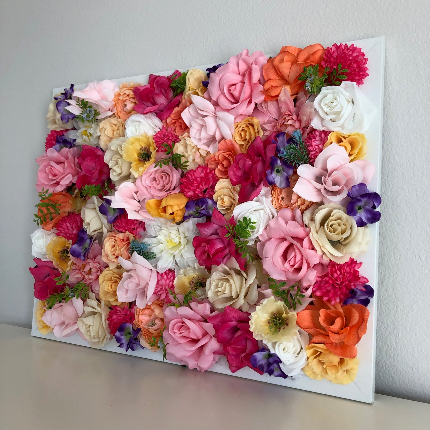 Rainbow baby floral flower wall for birthday party and baby shower decor