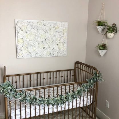 white nursery decor white girl nursery white gender neutral nursery white wall decor nursery statement piece flower wall white flower wall