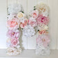 Floral letter blush and white baby girl name art for nursery