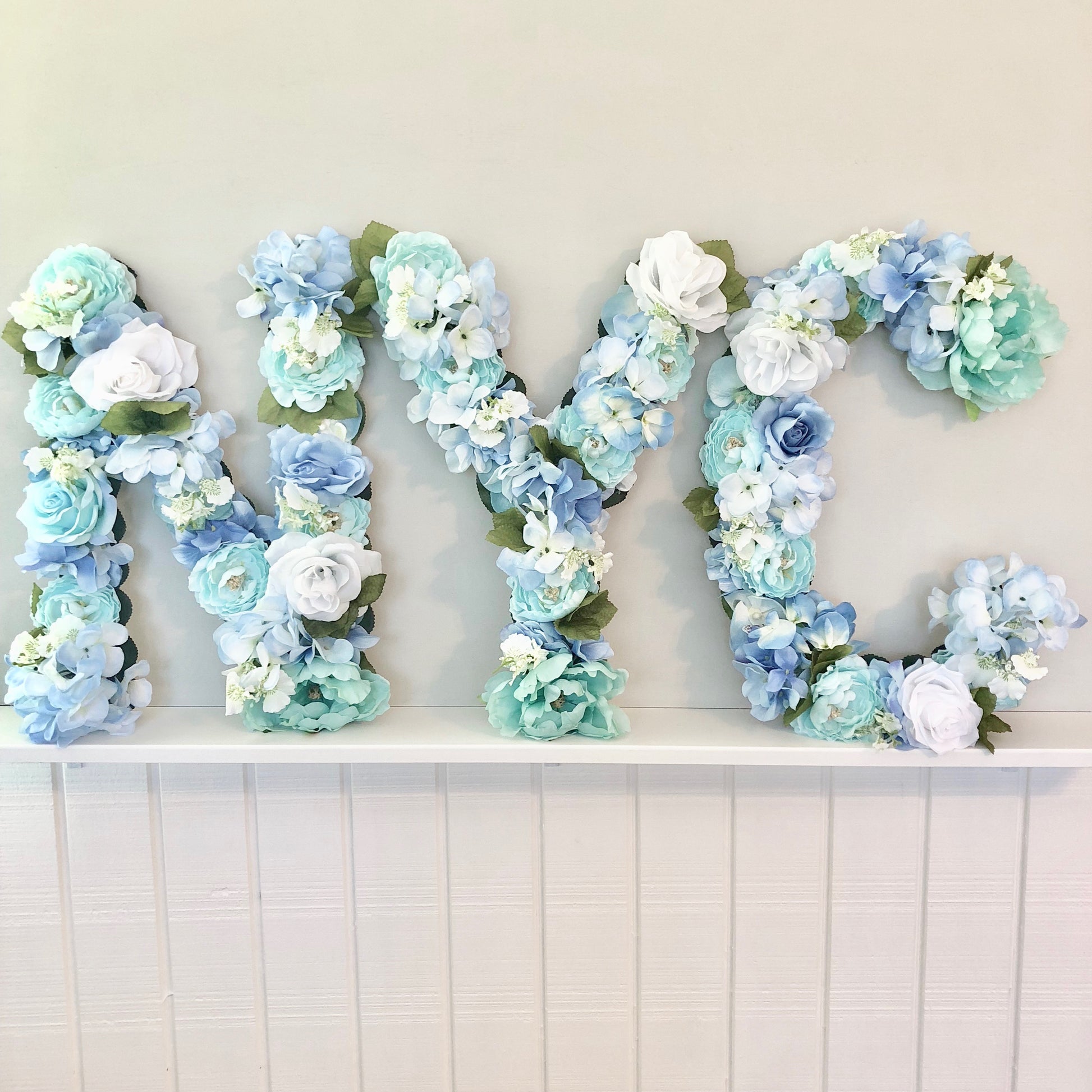 Floral letter flower initial custom wall decor