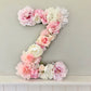Floral letter pink baby name art for nursery decor