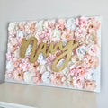 Pink and gold custom flower wall name sign home studio decor
