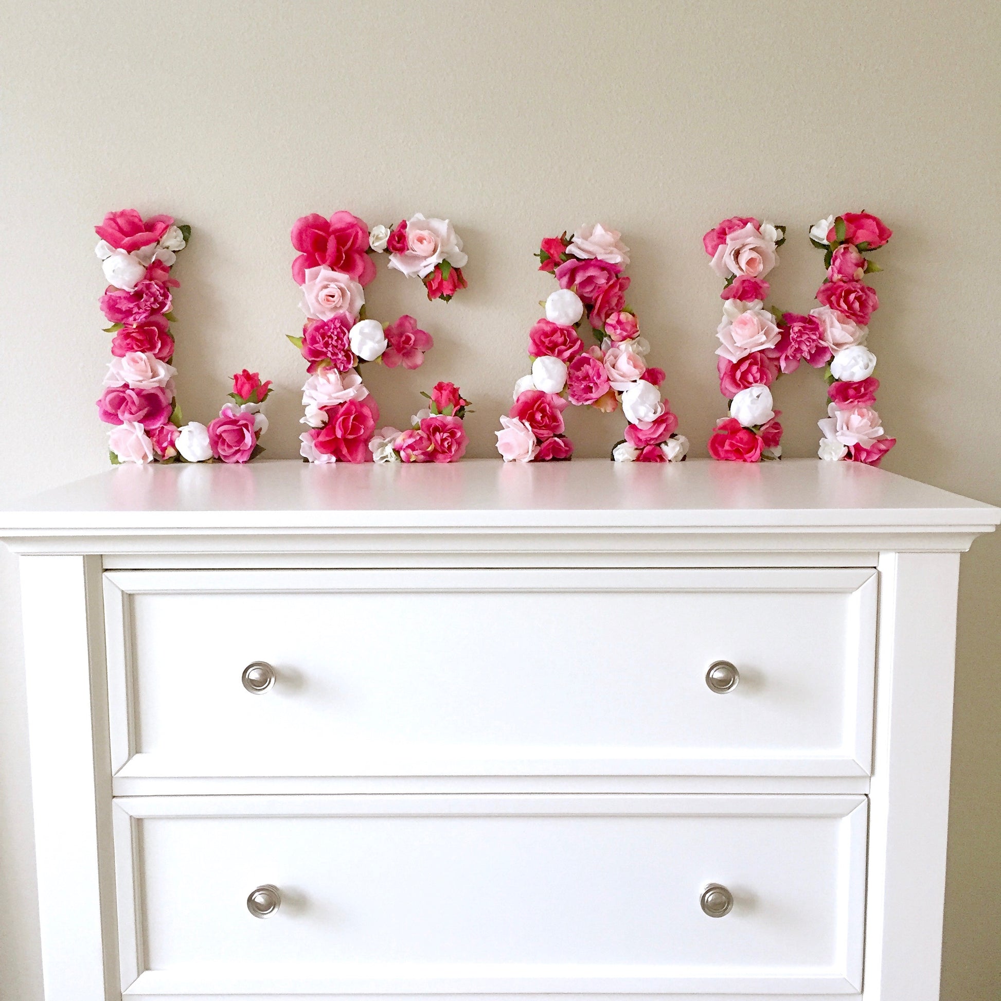 Floral name sign flower letter for girl baby name decor