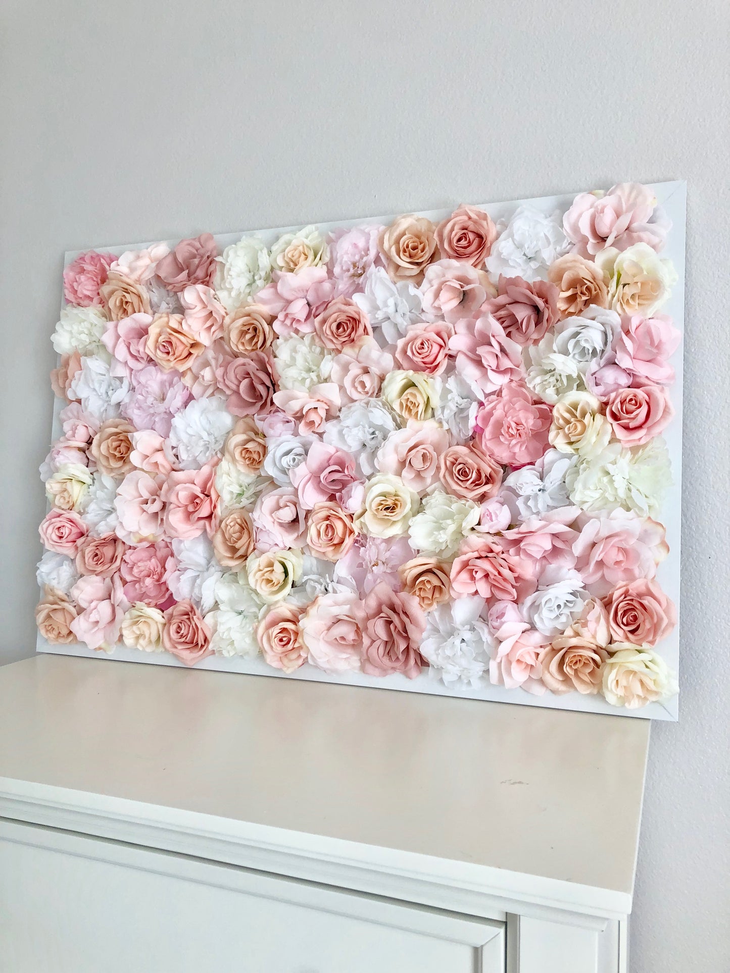 Dusty pink silk flower wall hanging for girl nursery wall decor