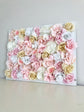 Blush and gold silk flower wall hanging for nursery and shower decor